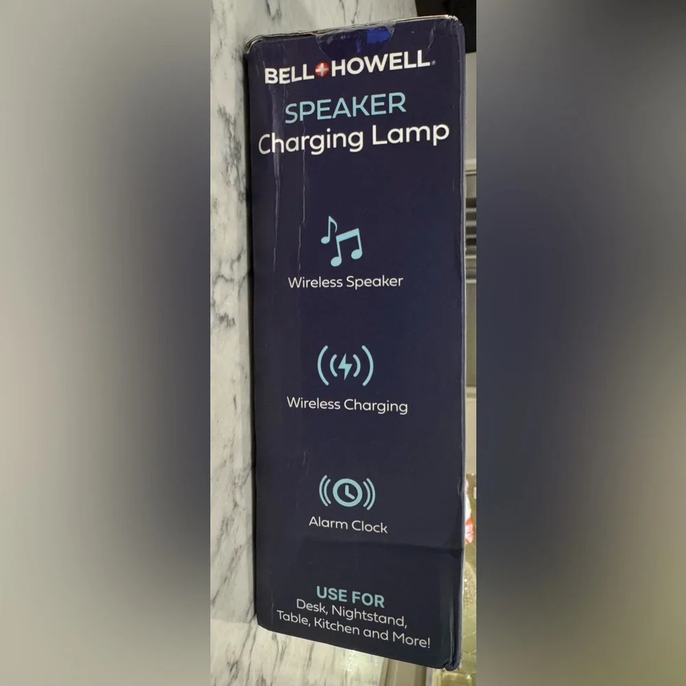 Bell + Howell Bluetooth Speaker Table Lamp Wireless Phone Charger Stand Alarm - Picture 3 of 8